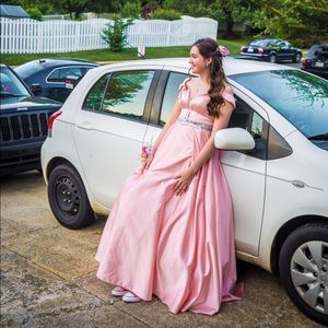 Pearl Pink Off-the-Shoulder Ball Gown
